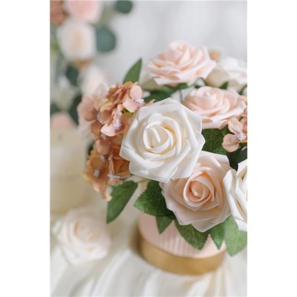 Artificial Flowers Combo Box Set Gradient Color Flower Leaf w/ Stems DIY Wedding - Picture 2 of 6